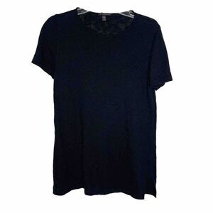 Eileen Fisher Size XS Black Organic Linen Cotton T Shirt Tee Tunic Top Long